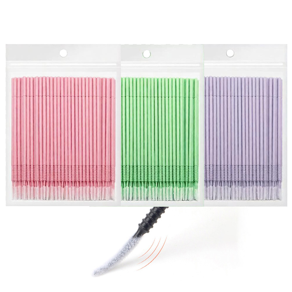 Eyelash Extension With Glue - 500 Stück Wimpernverlängerungs-Reinigungstupfer mit Langer/Kurzer Spitze,