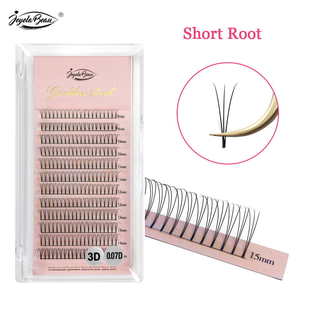 Eyelash Extension Russian Volume - Göttin 3D vorgefertigte Fächer-Wimpernverlängerungen, kurze Wurzel,