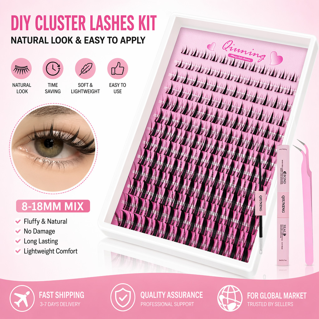 Eyelash Extension Wet Look - QIUNING Wimpernbüschel Manga Wimpernbüschel-Set Transparente Feenwimpernbüschel