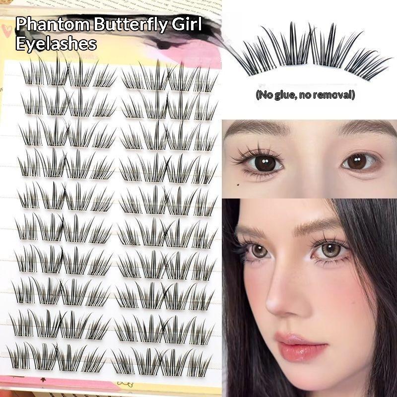 Eyelash Extension With Glue - DIY Natürliche Feder-Wimpern, Klebefreie Segmentierte Einzelwimpern,